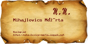 Mihajlovics Márta névjegykártya